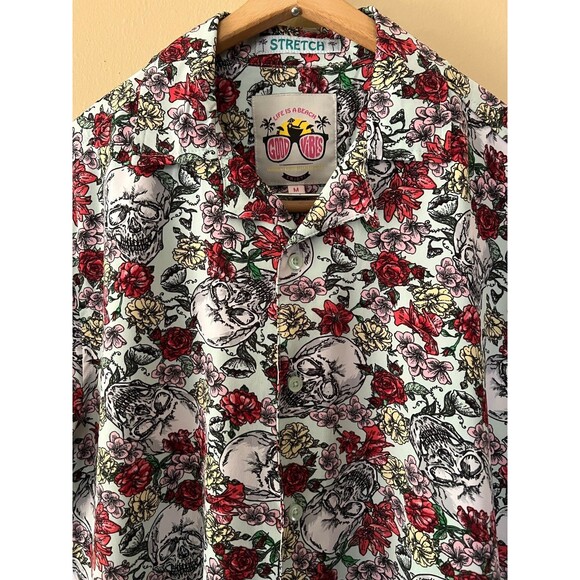 Drill Clothing Other - Good Vibes Drill Clothing Co Mens M Skull and Roses Print Stretch Shirt